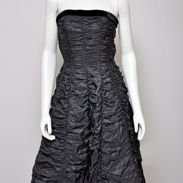 1950s Suzy Perette black coffin pleated sleeveless party dress XS 