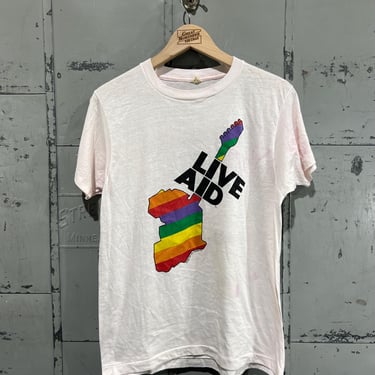 vintage 80s Live Aid graphic Tshirt  This Shirt Saves Lives Concert Rainbow Africa Guitar t-shirt size Large 