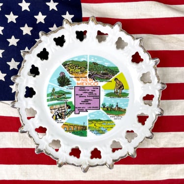 New Mexico state souvenir plate - 1960s road trip souvenir 