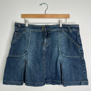 2000s Vintage Mwah Pleated Denim Mini Skirt