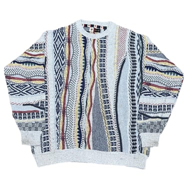 Vintage 90's Coogi Style Crewneck Pullover Sweater | Retro Fashion Clothing Streetwear | Size M | Cosby Biggie Sweater  | Knitted Sweater 