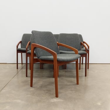 Set of 6 Vintage Danish Modern Teak Chairs by Henning Kjaernulf 