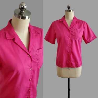 80s does 50s Collared Shirt by Chanterelle - 80's Blouse - 80s Women's Vintage Size Medium 