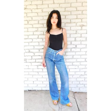 Levi's 646 Bell Bottoms // vintage 30 X 34 70s Levis denim blue jeans boho hippie bottom medium wash Levi faded hippy Levi light // 27 28 29 