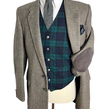 Vintage ST MICHAEL 100% Wool TWEED Sport Coat ~ 40 Long ~ Elbow Patches ~ jacket / blazer ~ Preppy / Ivy / Trad ~ British / Made in England 