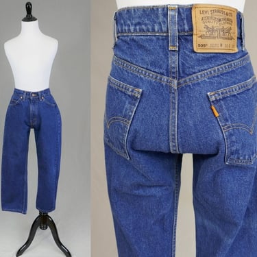 Vintage Levi's 505 Orange Tab Jeans - 28" waist - Regular Fit Straight Leg - HEMMED 25.75" inseam Short Petite 