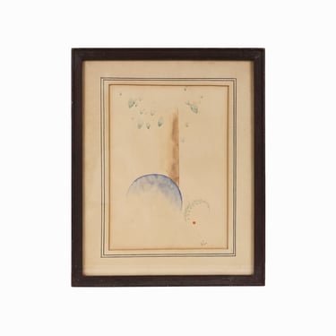 1950s Abstract Watercolor Painting on Paper Mid Century 