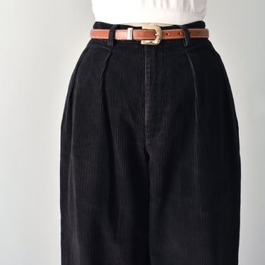 vintage black corduroy pants, 90s high waisted trousers 
