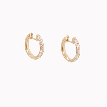 3 Row Pavé Diamond 15mm Huggie Hoop Earrings