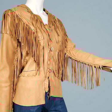 Epic vintage buckskin jacket handmade artisan leather Native American fringe hippie 60s woodstock dream catcher festival Roger Daltry (XS) 
