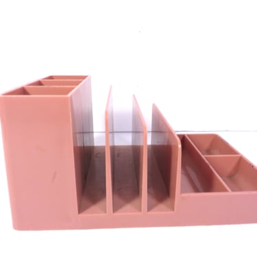 Vintage Dusty Pink DESK Organizer - Rogers Pink Mauve Plastic Desk Caddy 
