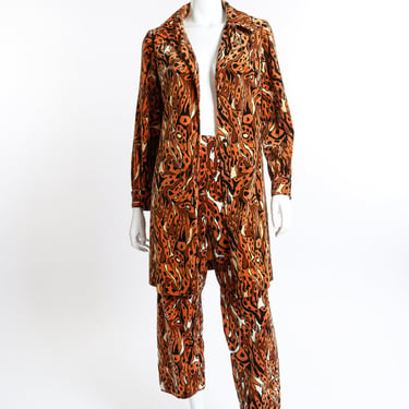 Abstract Leopard Velvet Jacket and Pant Set