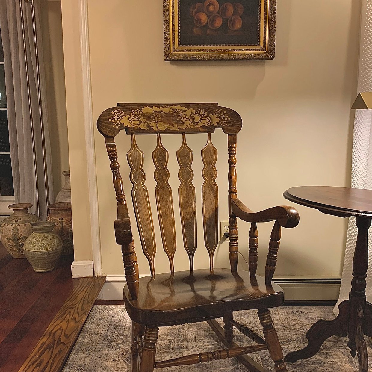 Vintage large wood rocking chair Yugoslavia 1982 Harvest Stencil ...