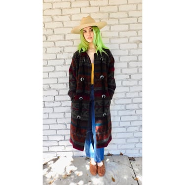 Woolrich Coat // wool boho hippie blanket dress jacket blouse southwest southwestern 80s 90s oversize winter long // O/S 