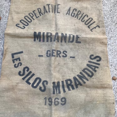 1960s French Jute Sack, Hessian, Upholstery, Pillow Craft Fabric, Rustic French Farmhouse 