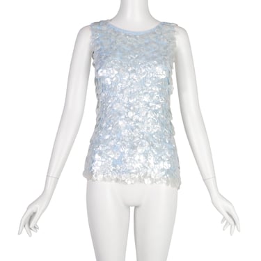 Anne Rubin Vintage 1960s Icy Blue Pearly Paillette Knit Top