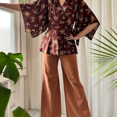 70s Kimono Sleeve Wrap Top