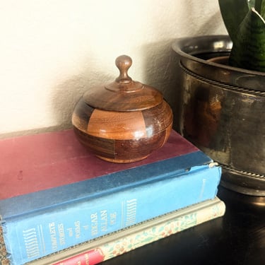 Midcentury Checkered Wood Trinket Box 