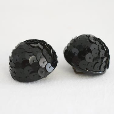 1950s/60s Black Sequin Dome Clip Earrings 