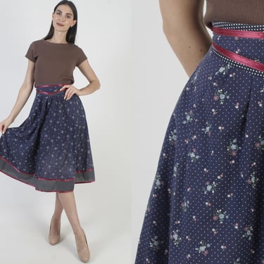 Gunne Sax Calico Praire Skirt, Vintage 70s Gunnies Brand, Swiss Dot Prairiecore Style 