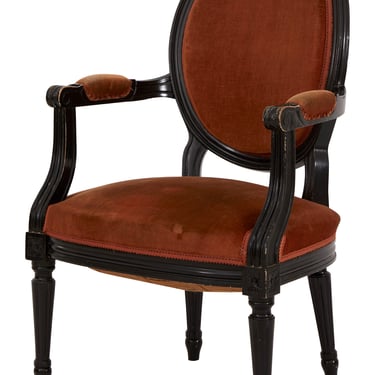 Antique Black Louis XVI Armchair