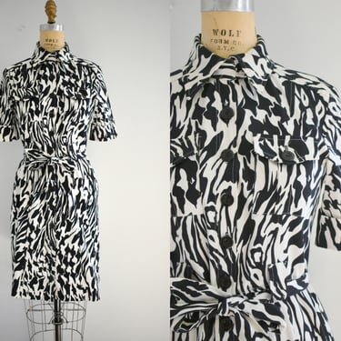 1990s Elliott Lauren Mixed Print Shirt Dress 