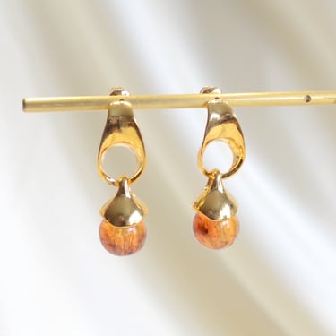 amber dangle earrings, amber drop earrings, handmade earrings, dangle earrings women, ball earrings, vintage earrings, gold earrings, gift 