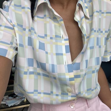 vintage pastel boxy abstract boxy blouse 