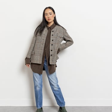 WOOL BLAZER STRUCTURED jacket houndstooth coat vintage women / Small Medium 