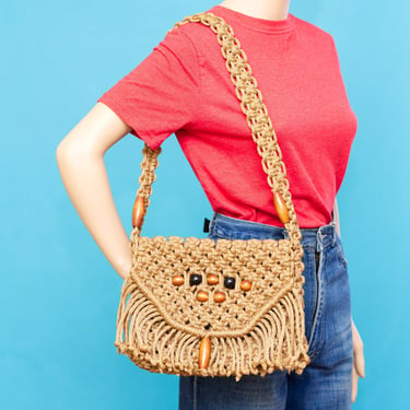 Vintage 1970s Macrame Shoulder Bag 