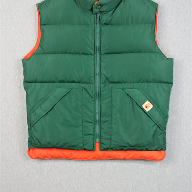 1970 - 80's - Down Filled - Puffer Vest - Reversible - Green/Orange -  48