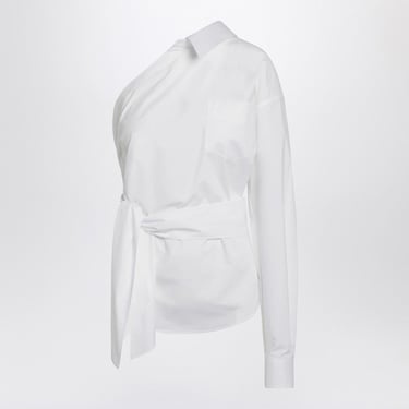 Moschino One-Shoulder White Shirt With Sash Women