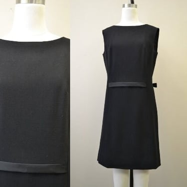 1960s Black Shift Dress with Bow Detail 