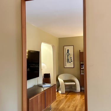 Danish Modern Teak Wall Mirror by Pedersen & Hansen - Midcentury Rectangular Hanging - Free Shopping 