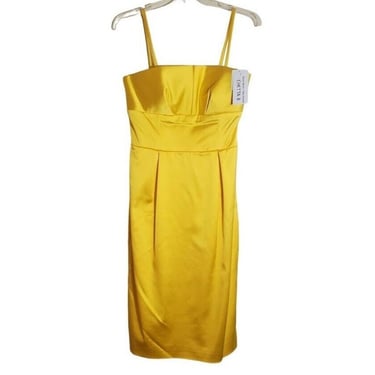 Chetta B Sherrie Bloom Peter Noviello Satin Yellow Cocktail Dress Prom Formal 4 