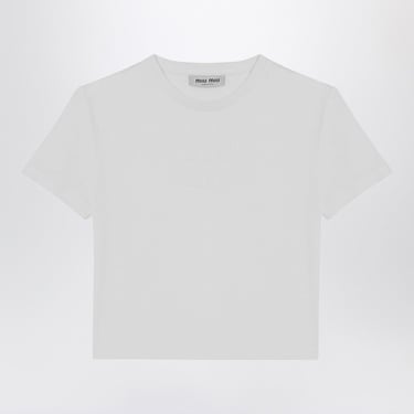 Miu Miu White Cotton T-Shirt With Logo Women