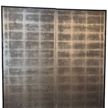 Japanese Antique Silver Leaf Screen