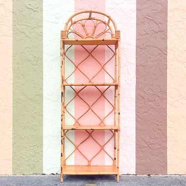 Old Florida Style Rattan Arch Etagere