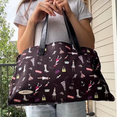 Vintage Nicole Miller Large Tote Bag, Collectors Large Tote, Femme Themed Tote Bag, Y2K Nicole Miller Bag, Diaper Bag, Nylon Fashion Theme 