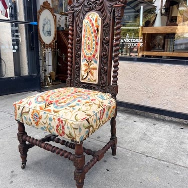 Ornately Dressed | Antique Renaissance-style Carved Hall Chair