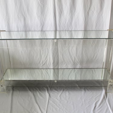 Karl Springer Style Vintage Mid Century Modern Lucite Console Table Knot Detail 