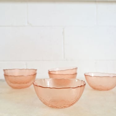 vintage french pink patterned glass dessert bowls