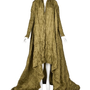 Ray London Vintage Dramatic Green Plisse Pleated Duster