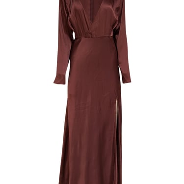 Lapointe - Mulberry Satin Long Sleeve Dress w/ Slit Sz 6