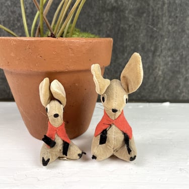 Velvet kangaroo parent and baby - made in Japan - 1960s vintage 