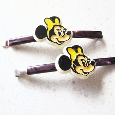 Vintage '80s Minnie Mouse Barrette Lot - 1980s Disney Child Kawaii Hair Clips 