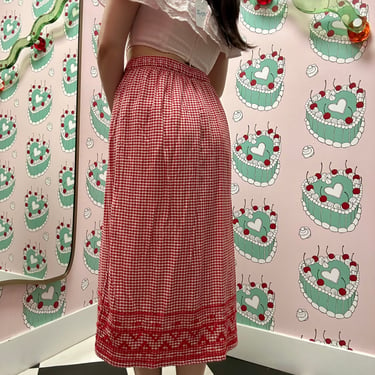 Gingham Maxi Embroidered Skirt