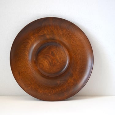 Small Vintage Handmade Wooden Serving Tray with Raised Center, Made in Vermont 