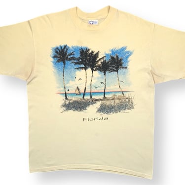 Vintage 90s Sunshine Apparel Florida Faded Beach Destination T-Shirt Size XL 