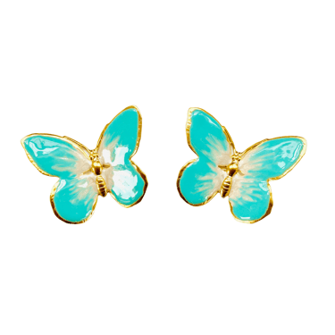The Pink Reef Large Glassine Butterfly in Turquoise and Pearl